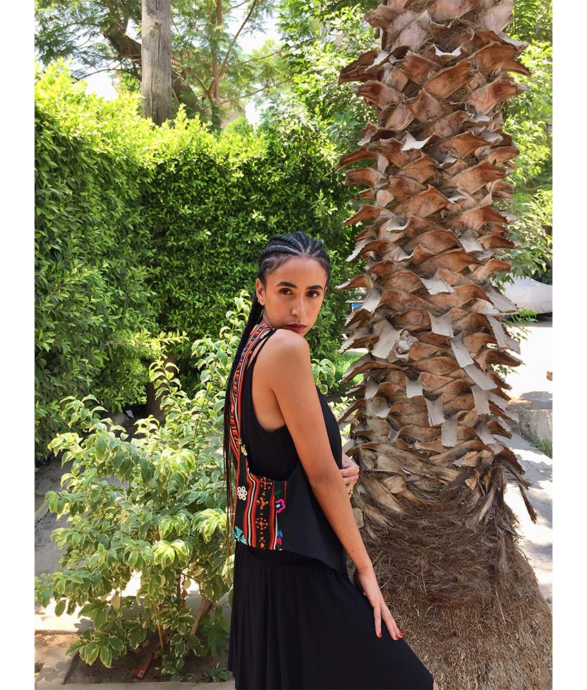 Black Siwa Embroidered Vest Hand Beaded Evening Vest handmade in Egypt & available at Jozee boutique