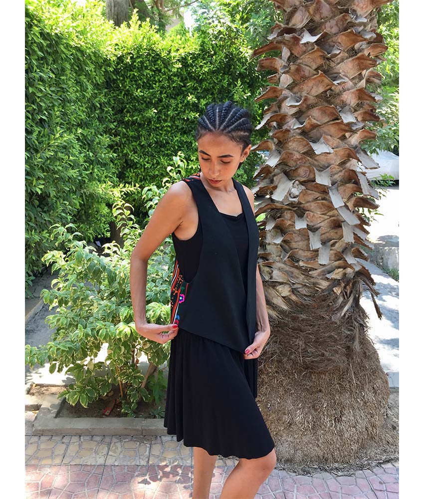 Black Siwa Embroidered Vest Hand Beaded Evening Vest handmade in Egypt & available at Jozee boutique