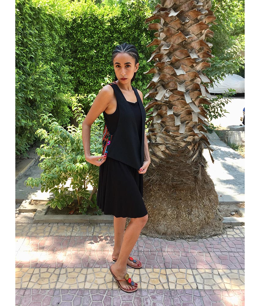 Black Siwa Embroidered Vest Hand Beaded Evening Vest handmade in Egypt & available at Jozee boutique