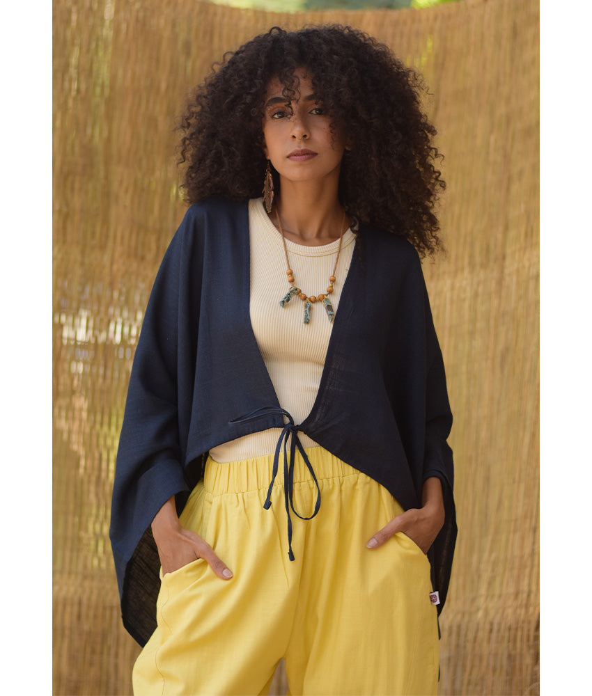 Navy Blue Linen Bolero