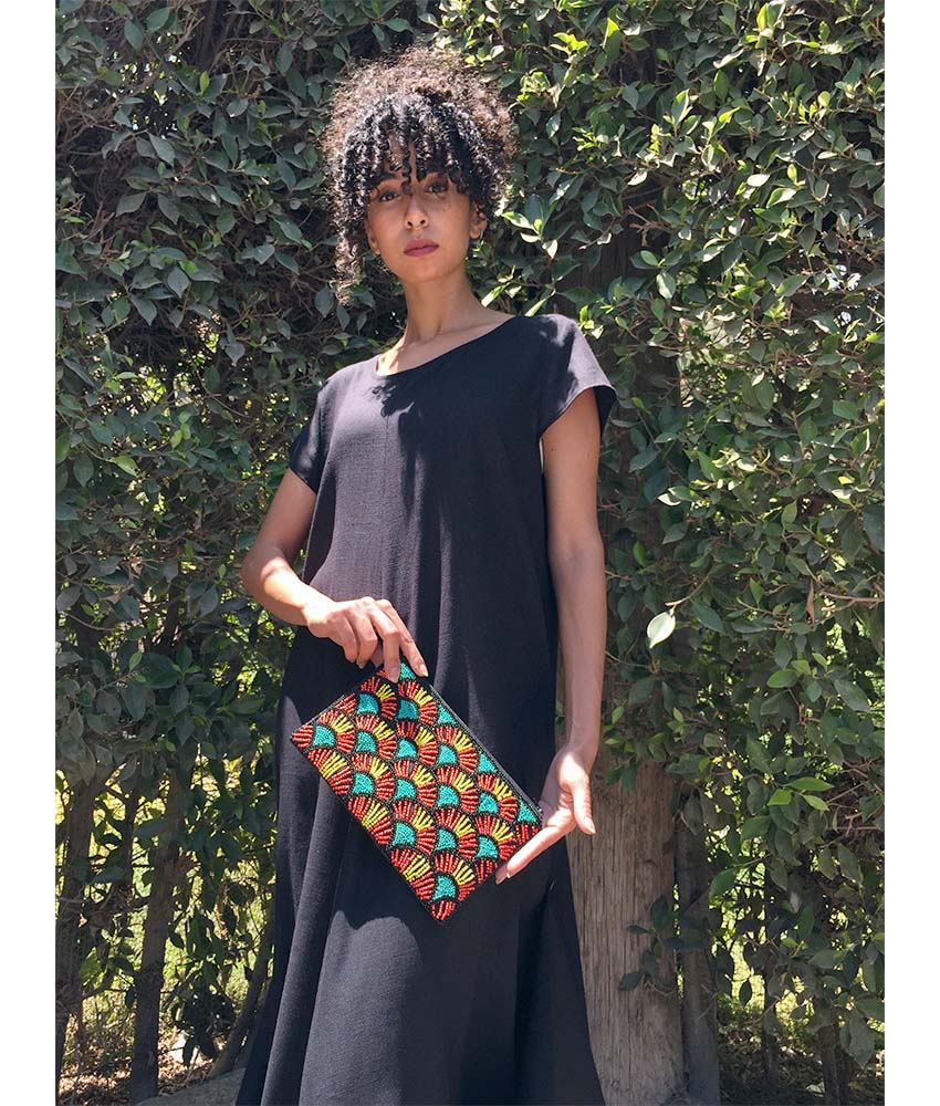 Multicolored Beaded Clutch handmade in Egypt & available at Jozee Boutique.