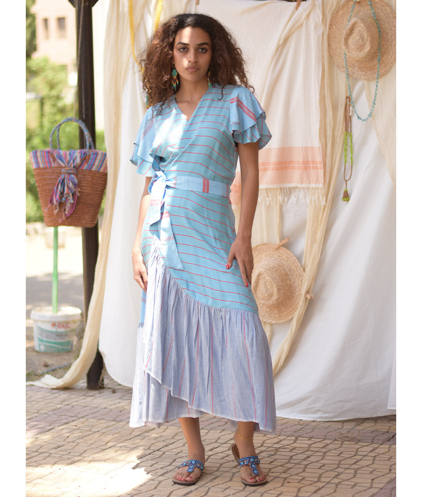 Multicolored Handwoven Long Spiral Dress handmade in Egypt & available at Jozee Boutique.