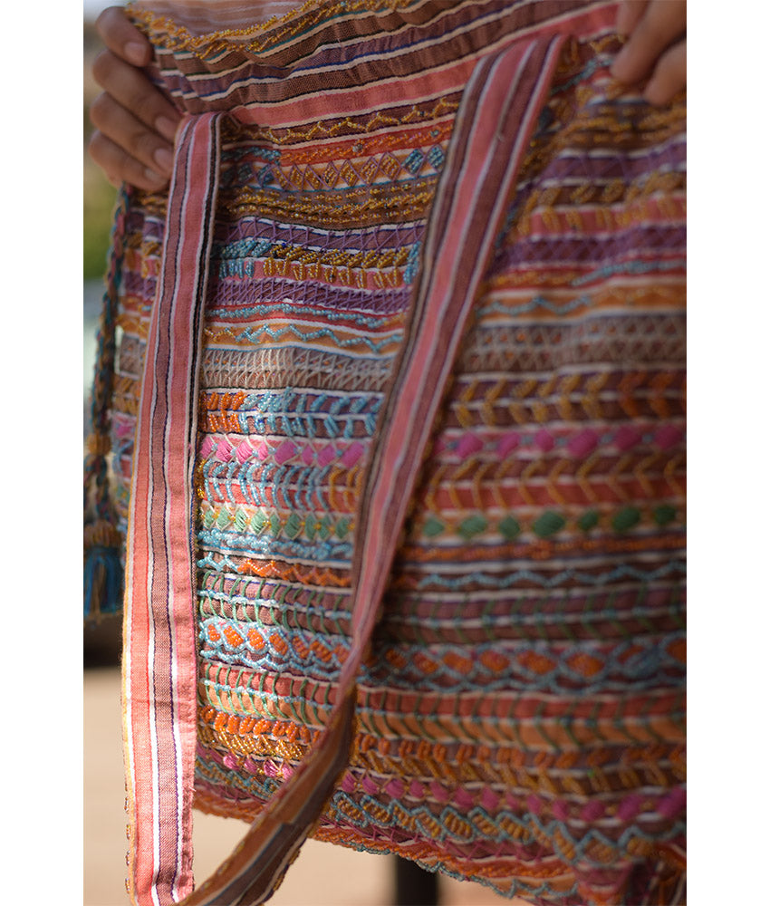 Multicolored Embroidered Saint Catherine Hand Bag handmade in Egypt & available in Jozee boutique