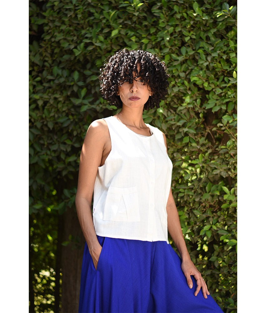 White Linen Top handmade in Egypt & available in Jozee boutique