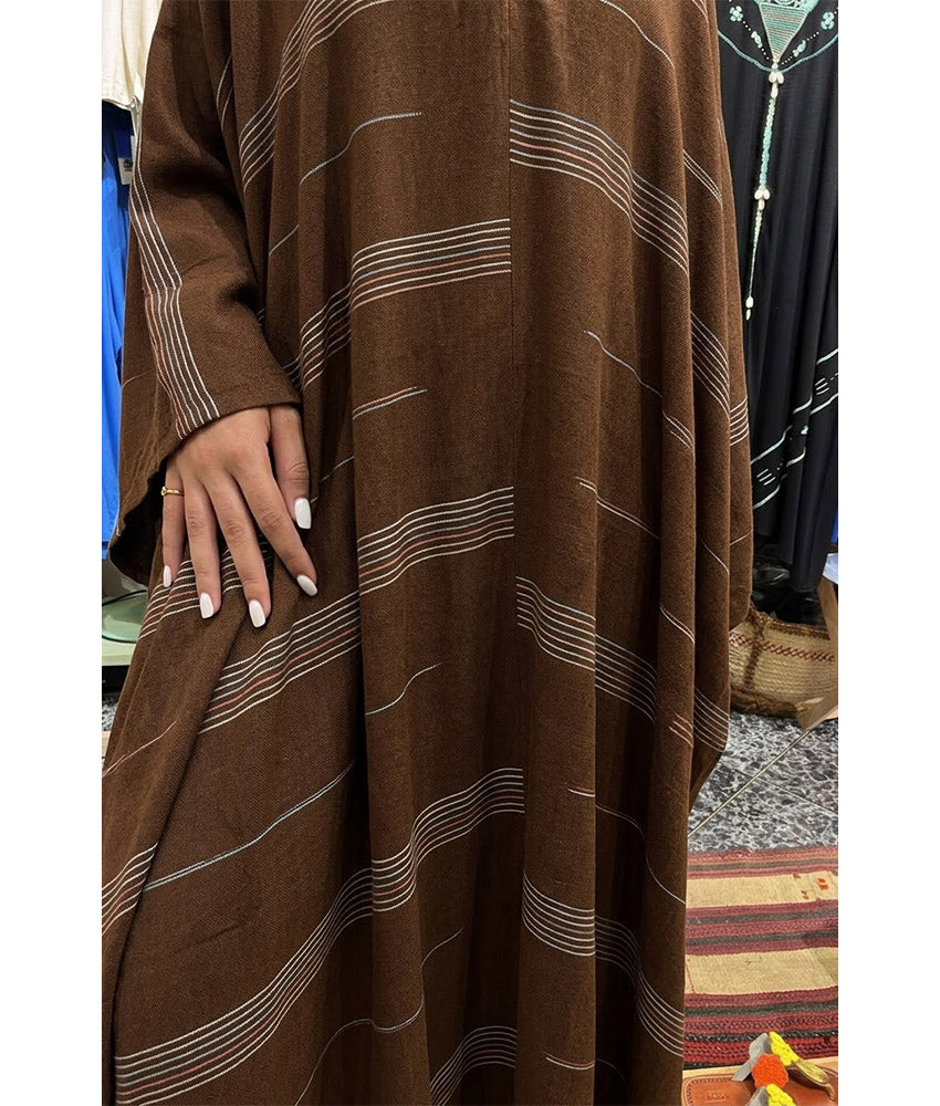 Chocolate Brown Viscose Kaftan with Hoodie