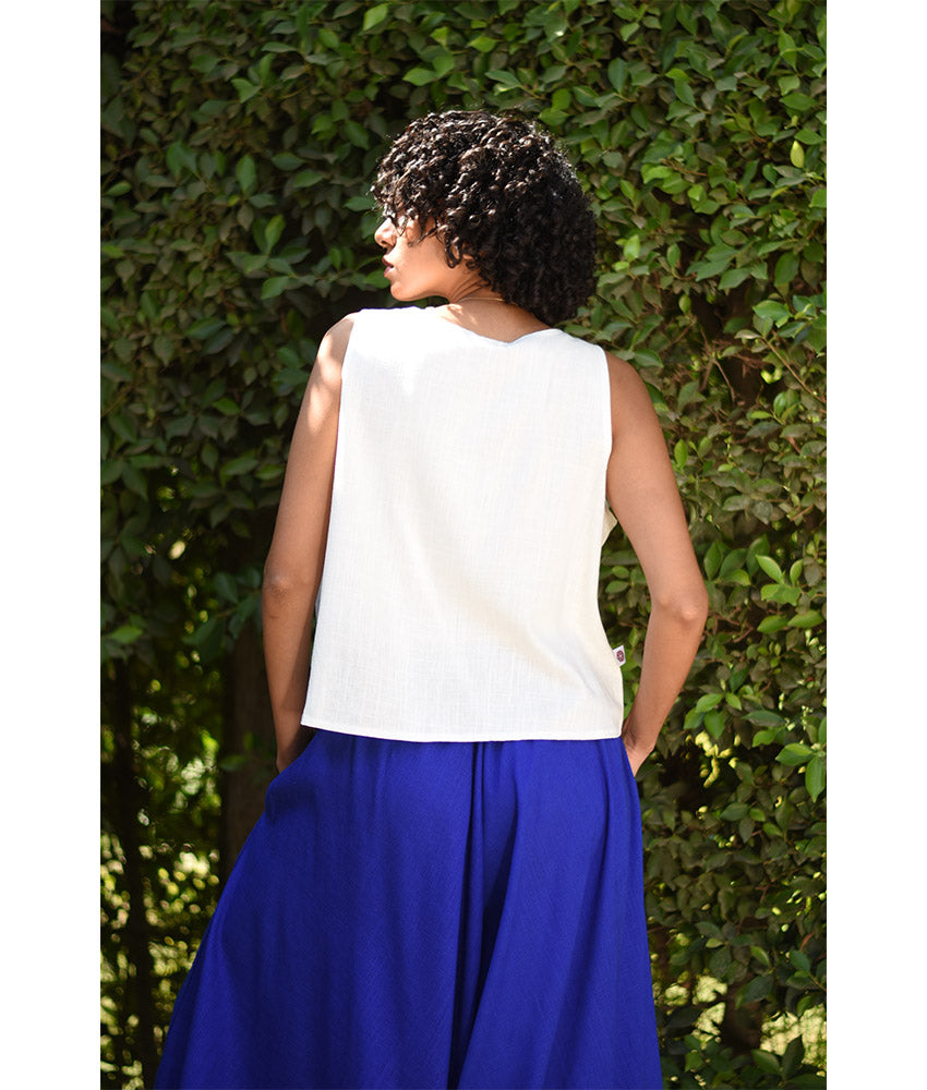 White Linen Top handmade in Egypt & available in Jozee boutique