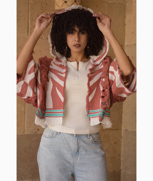 Reddish Brown Cardigan Handmade in Egypt & available at Jozee Boutique