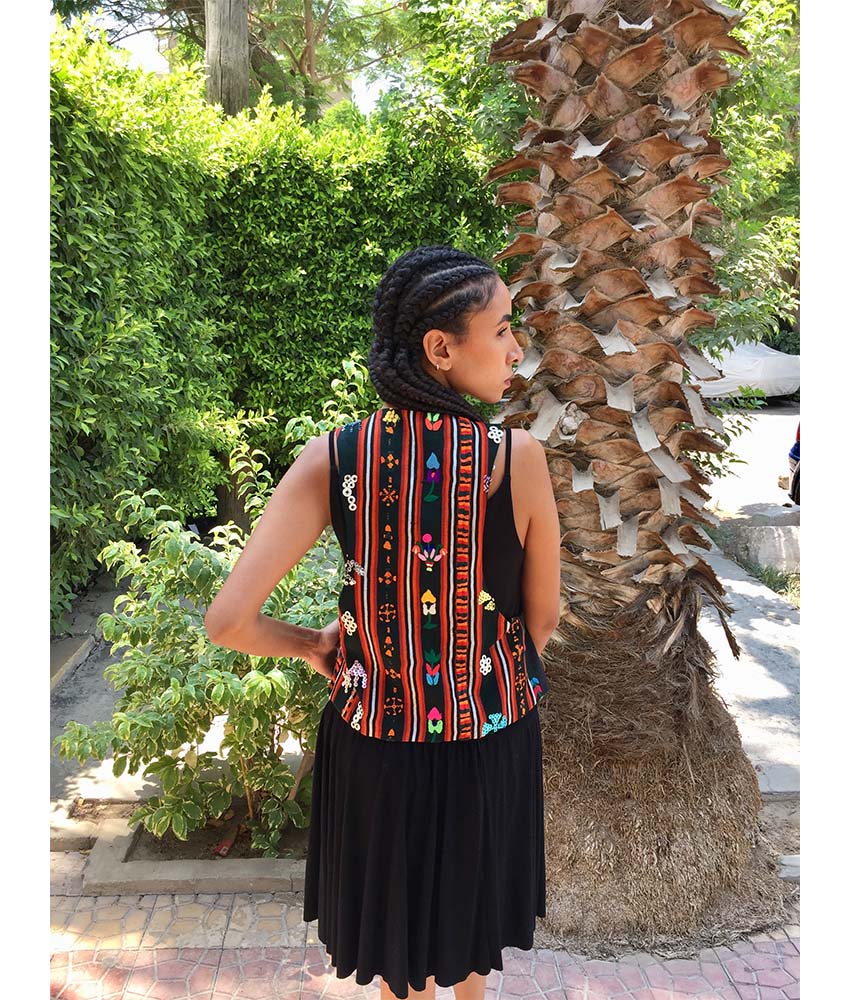 Black Siwa Embroidered Vest Hand Beaded Evening Vest handmade in Egypt & available at Jozee boutique