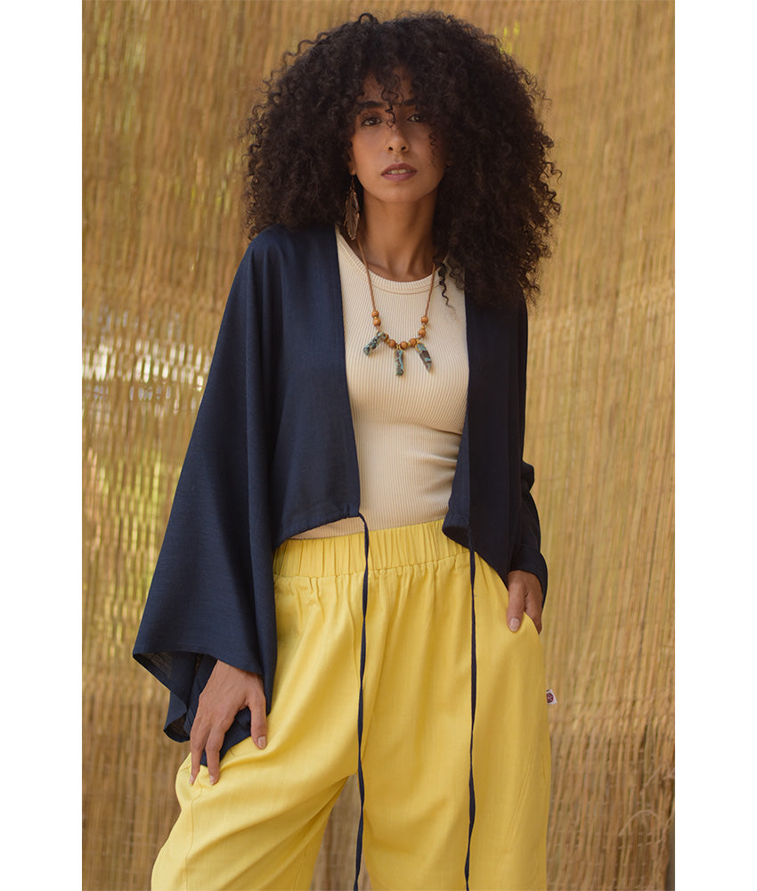 Navy Blue Linen Bolero
