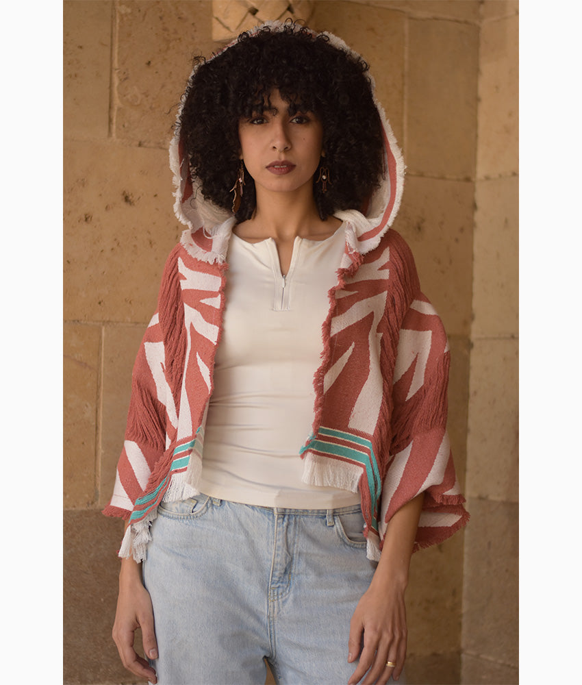 Reddish Brown Cardigan Handmade in Egypt & available at Jozee Boutique