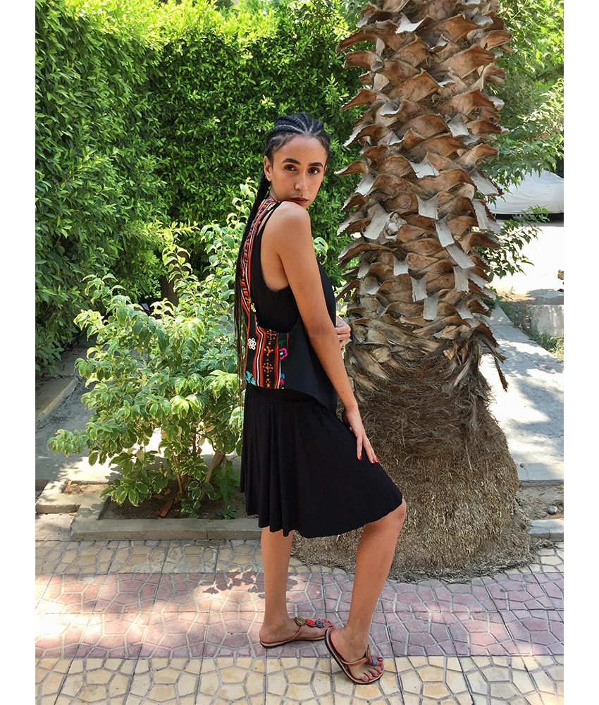 Black Siwa Embroidered Vest Hand Beaded Evening Vest handmade in Egypt & available at Jozee boutique