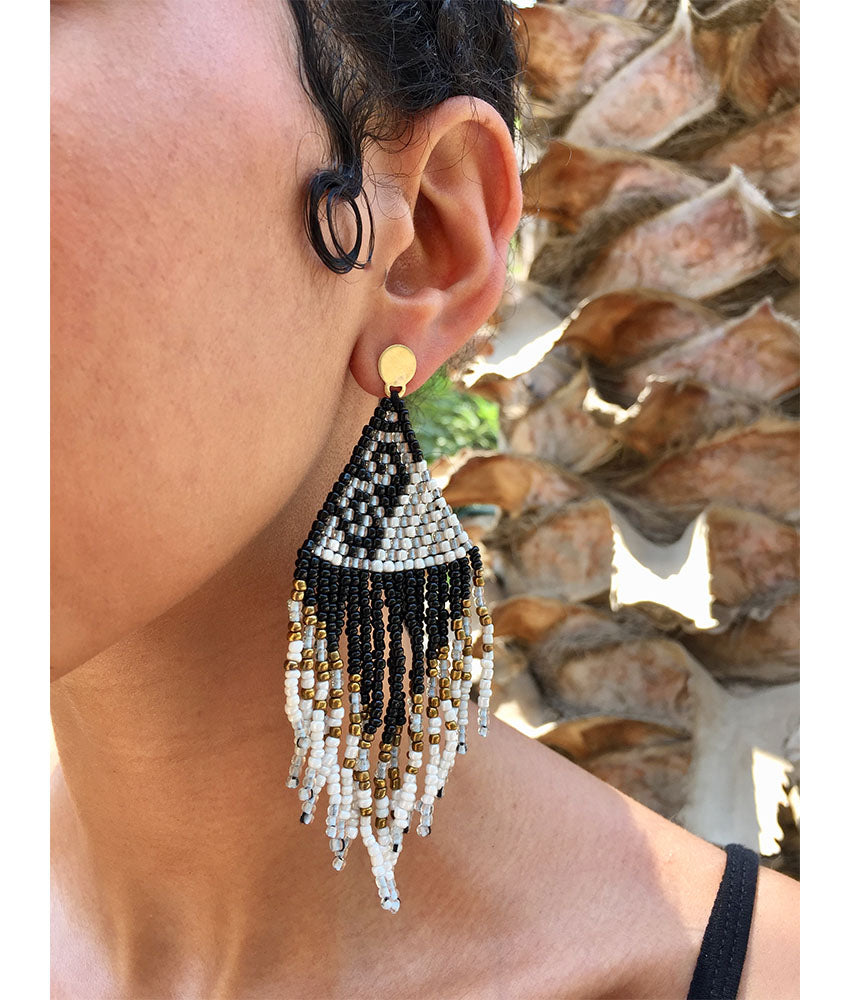 Multicolored Beaded Earrings handmade in Egypt & available in Jozee Boutique