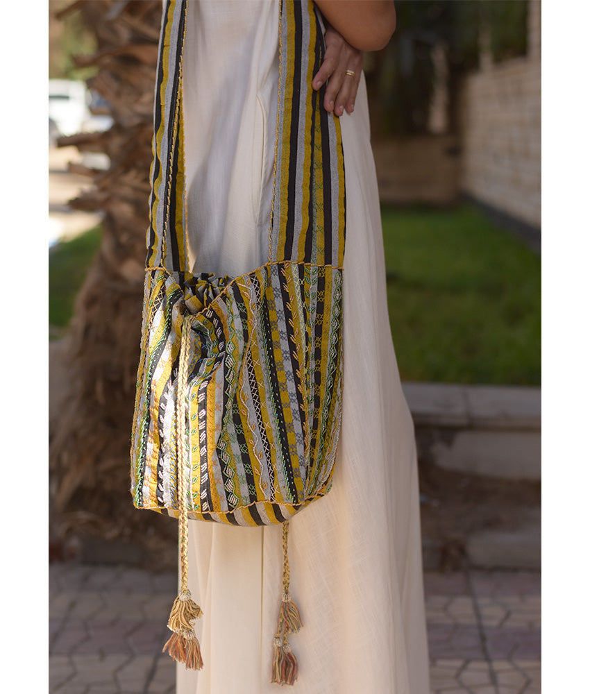 Multicolored Embroidered Saint Catherine Cross Bag handmade in Egypt & available in Jozee boutique