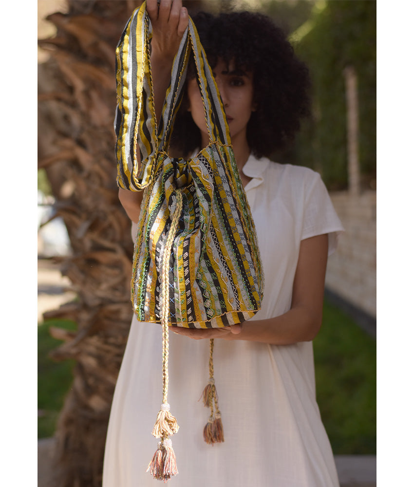Multicolored Embroidered Saint Catherine Cross Bag handmade in Egypt & available in Jozee boutique