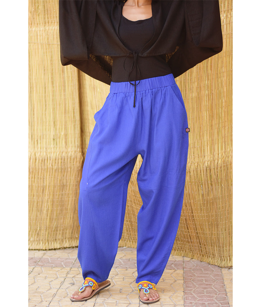 Electric Blue Wide Leg Linen Pants