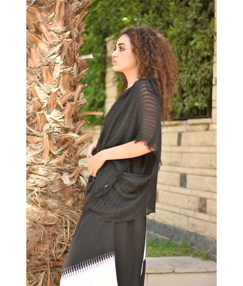 Black Handwoven Viscose Light Cardigan Handmade in Egypt & available in Jozee boutique