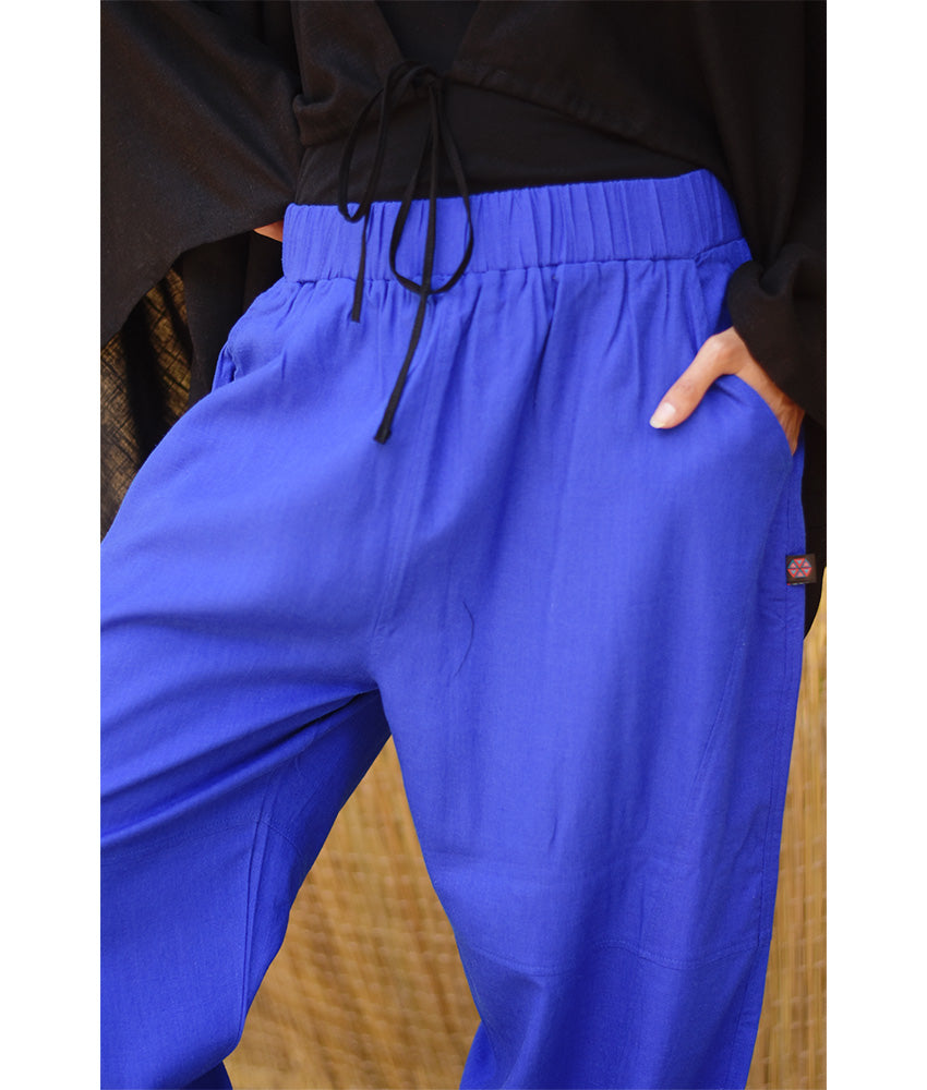 Electric Blue Wide Leg Linen Pants