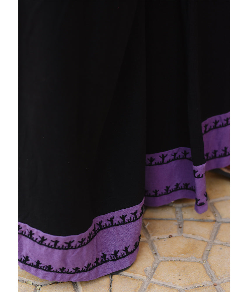 Black & Purple Linen Set with Hand Embroideries – Fatoum