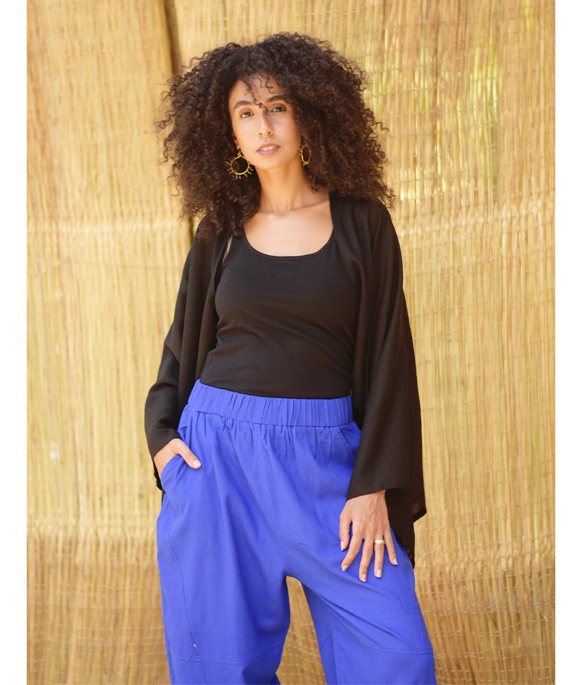 Electric Blue Wide Leg Linen Pants