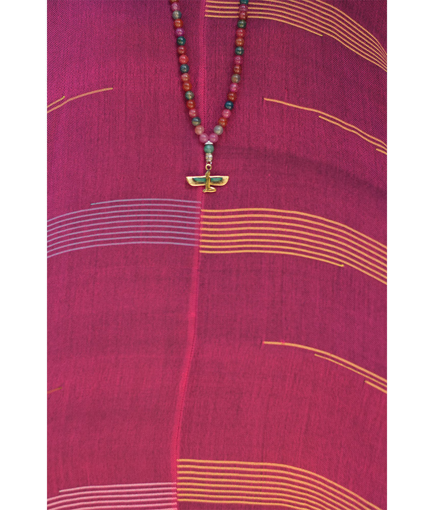 Fuchsia Viscose Kaftan with Hoodie