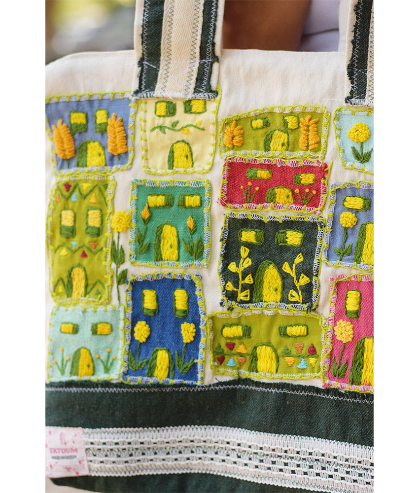 Off White Embroidered Tote Bag – Fatoum