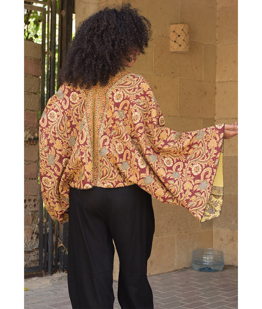 Red & Yellow Wool Double-Face Heritage Bolero
