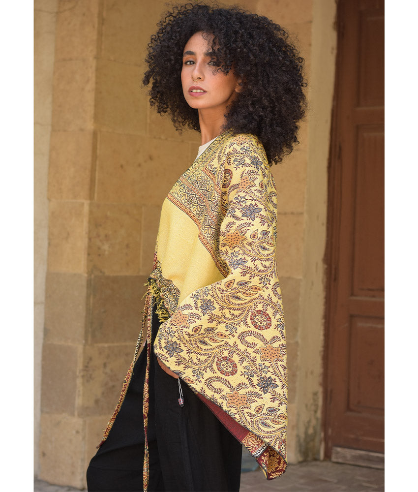 Red & Yellow Wool Double-Face Heritage Bolero
