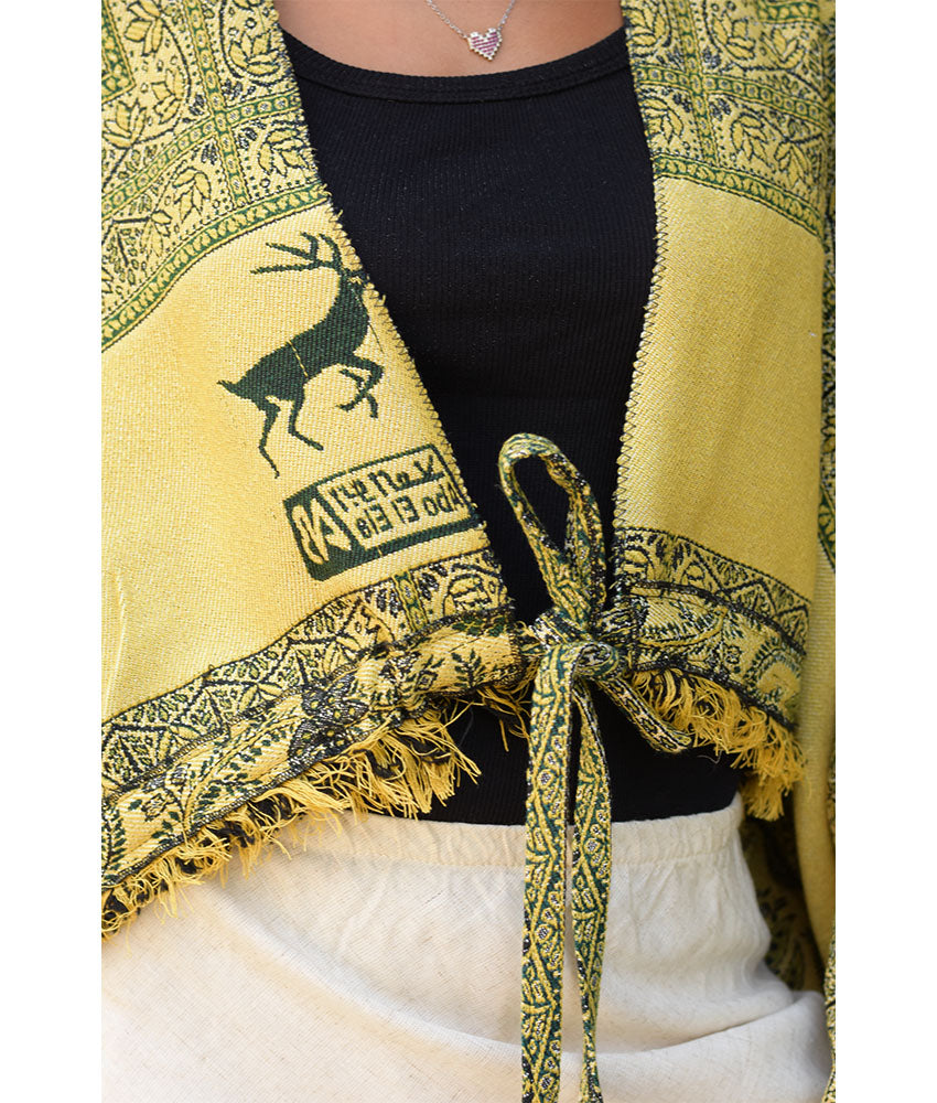 Green & Yellow Wool Double-Face Heritage Bolero