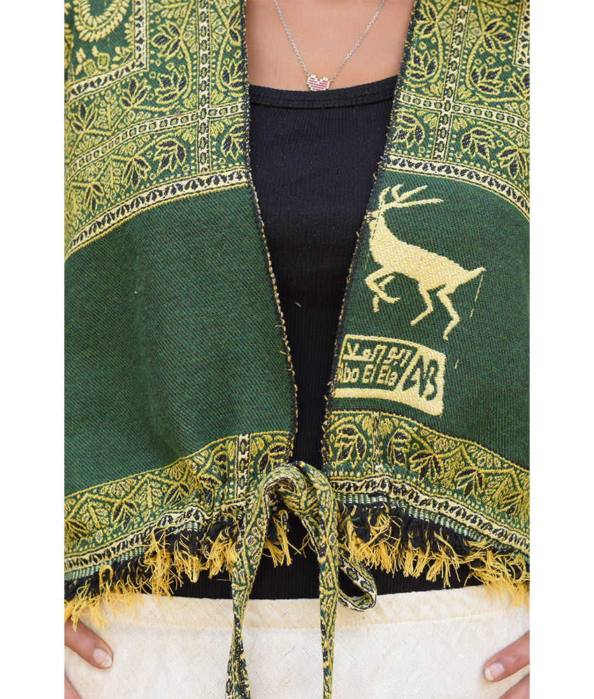 Green & Yellow Wool Double-Face Heritage Bolero