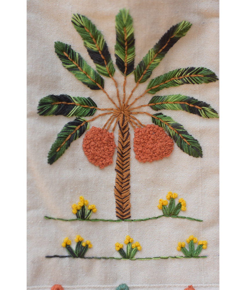 Off White Embroidered Hand Bag
