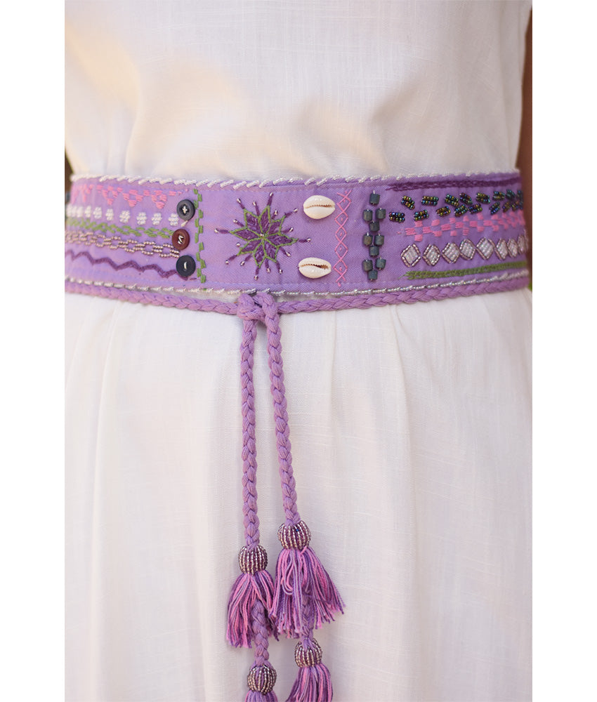 Purple Saint Catherine Embroidered Thin Belt