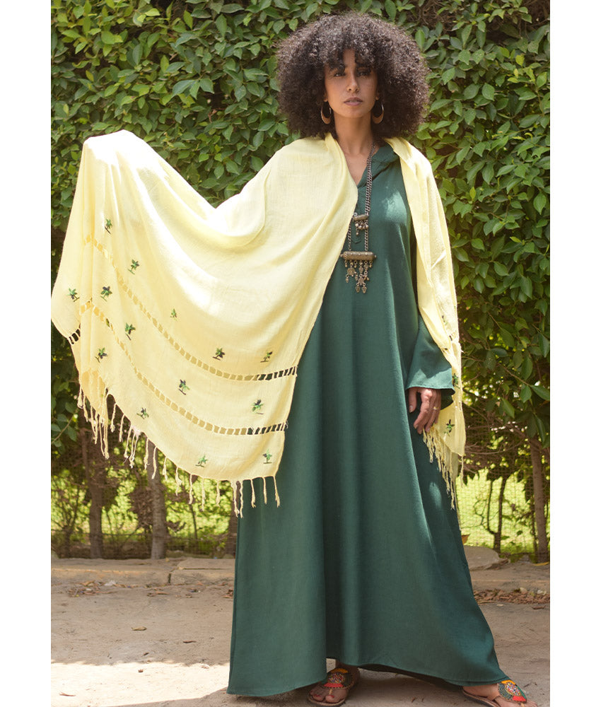 Light Beige Handwoven Viscose Shawl with Hand Embroideries Handmade in Egypt & available at Jozee Boutique
