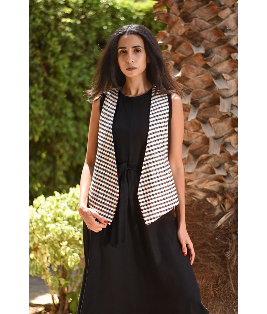 Black & White Checkered Vest handmade in Egypt & available at Jozee boutique