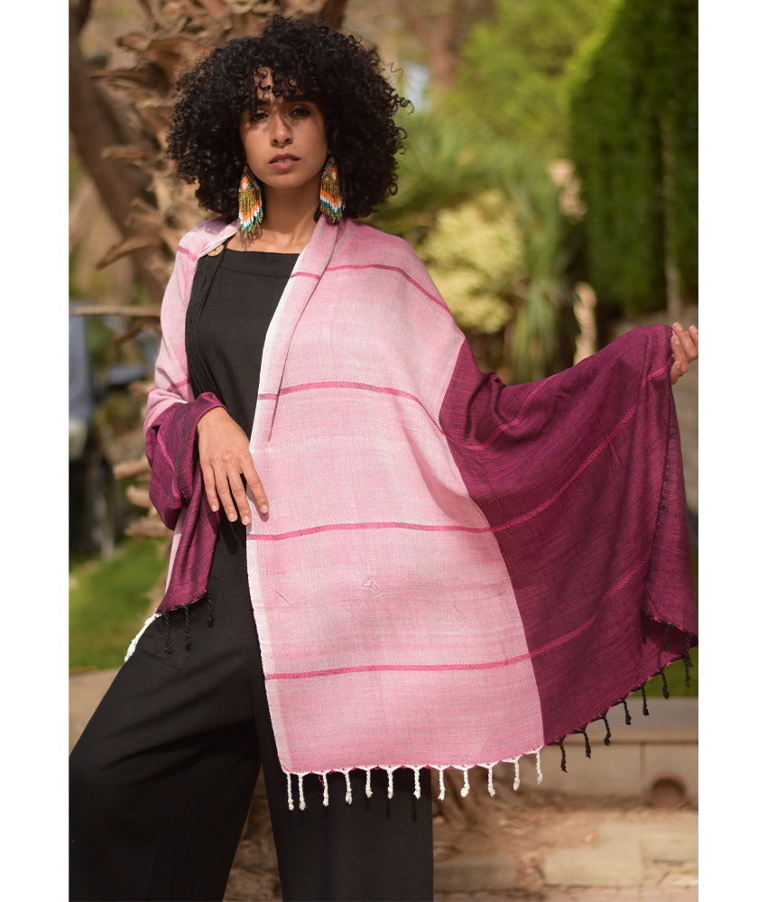 Shades of Pink Viscose Shawl with Fringes handmade in Egypt & available at Jozee Boutique.handmade in Egypt & available at Jozee Boutique.