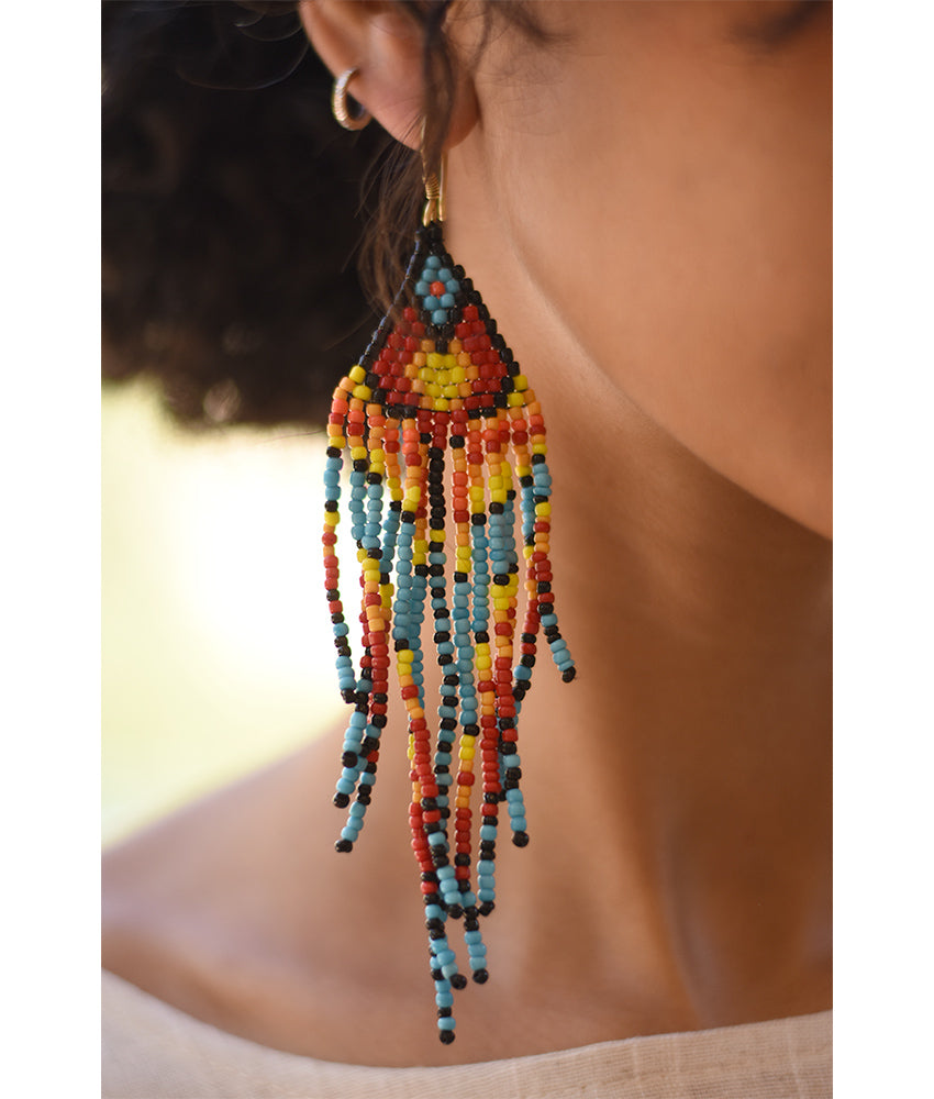Multicolored Beaded Earrings handmade in Egypt & available in Jozee Boutique