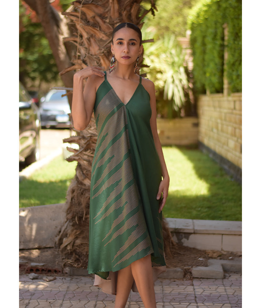 Emerald Green Backless Viscose Midi Dress made in Egypt & available in Jozee boutique