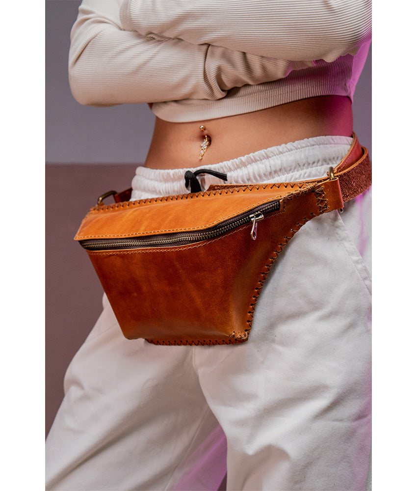 Camel Genuine Leather backpack handmade in Egypt and available at Jozee Boutique.