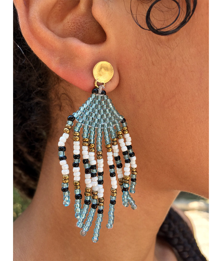 Multicolored Beaded Earrings handmade in Egypt & available in Jozee Boutique