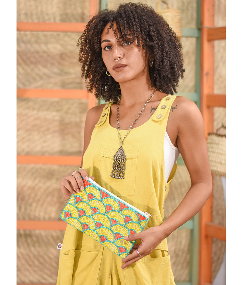 Multicolored Beaded Clutch handmade in Egypt & available at Jozee Boutique.
