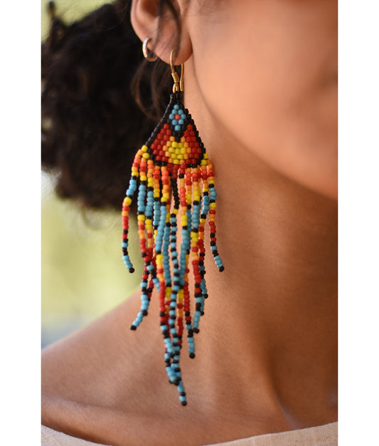 Multicolored Beaded Earrings handmade in Egypt & available in Jozee Boutique