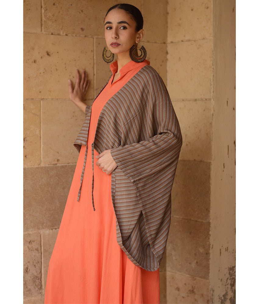 Brown & Beige Heavy Viscose Bolero handmade in Egypt & available at Jozee Boutique.