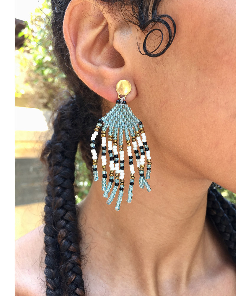 Multicolored Beaded Earrings handmade in Egypt & available in Jozee Boutique