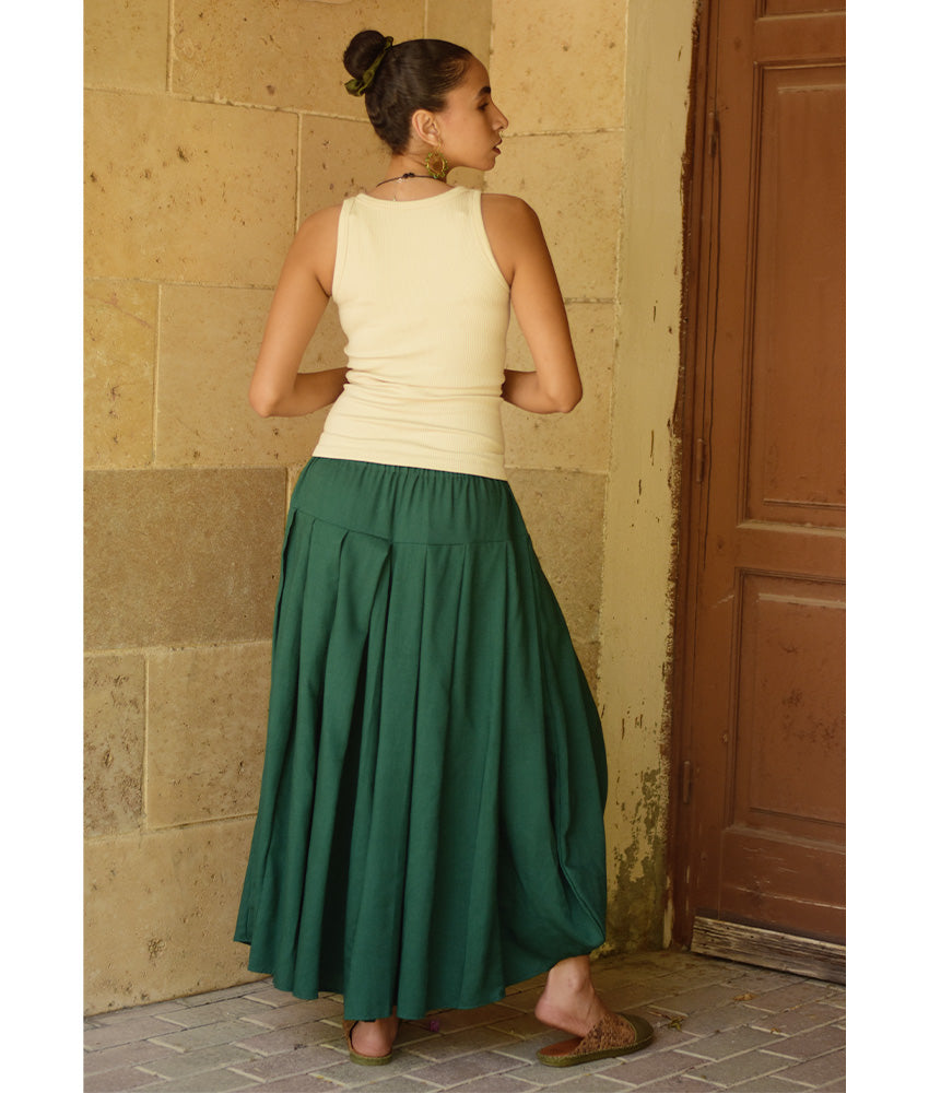 Emerald Green Draped Maxi Skirt handmade in Egypt & available in Jozee boutique