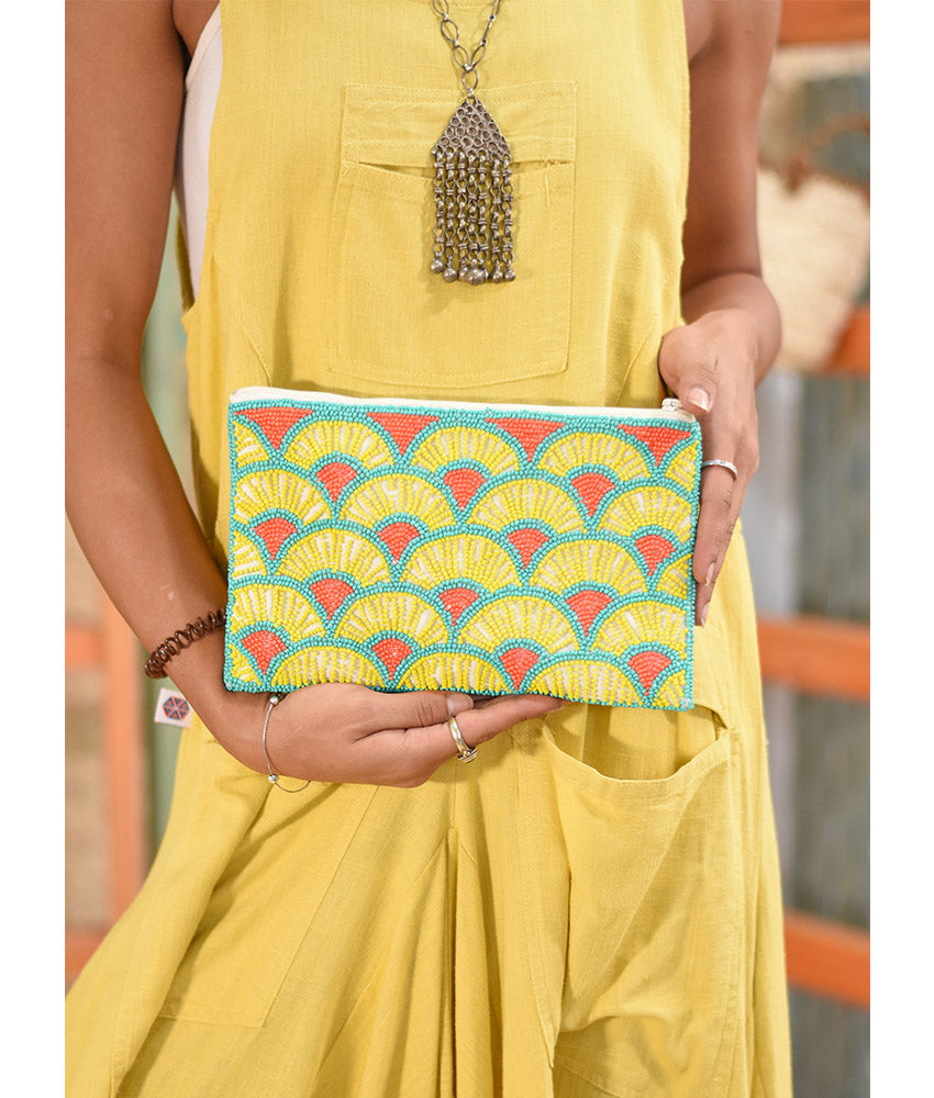 Multicolored Beaded Clutch handmade in Egypt & available at Jozee Boutique.