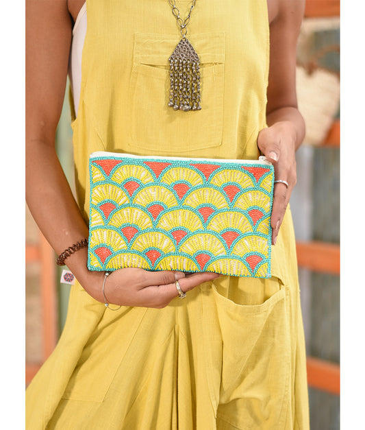 Multicolored Beaded Clutch handmade in Egypt & available at Jozee Boutique.