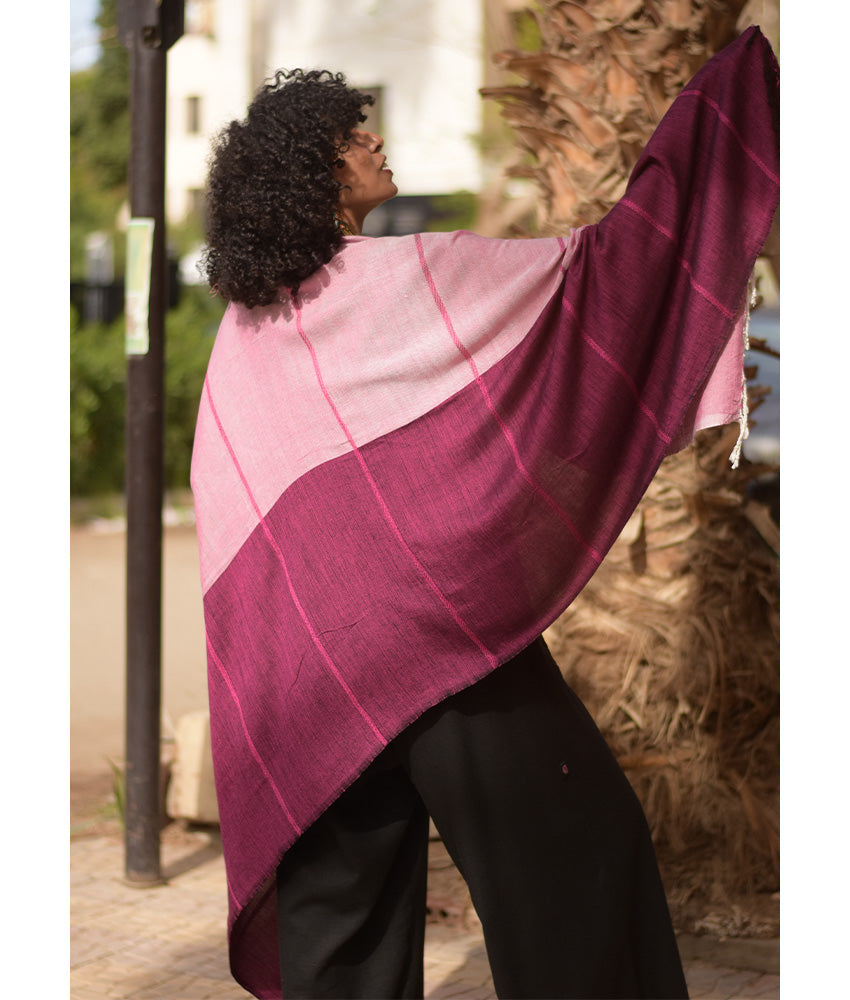 Shades of Pink Viscose Shawl with Fringes handmade in Egypt & available at Jozee Boutique.handmade in Egypt & available at Jozee Boutique.