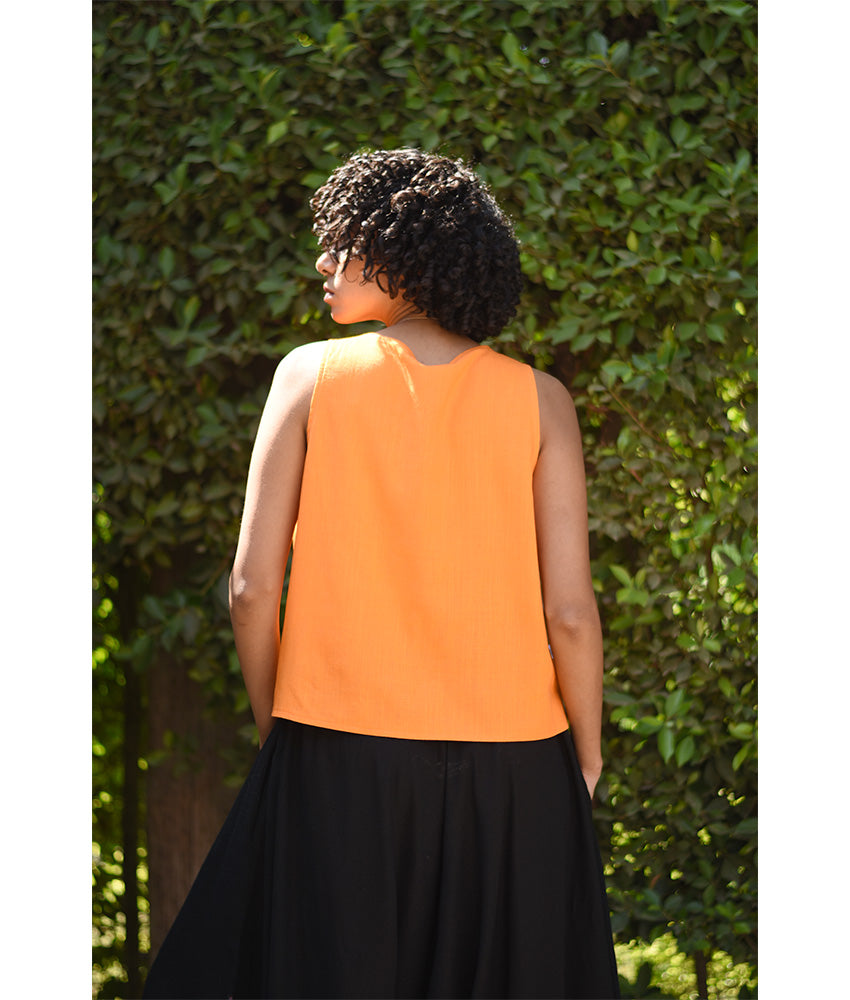 Orange Linen Top handmade in Egypt & available in Jozee boutique