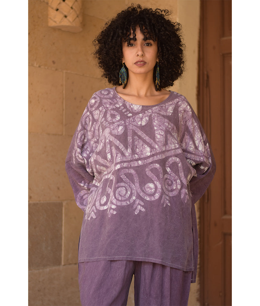 Purple Batik Dyed Doodle Set Handmade in Egypt & available at Jozee Boutique