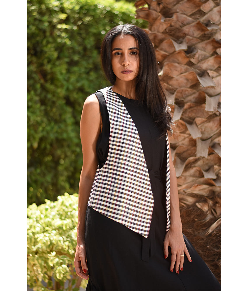 Black & White Checkered Vest handmade in Egypt & available at Jozee boutique