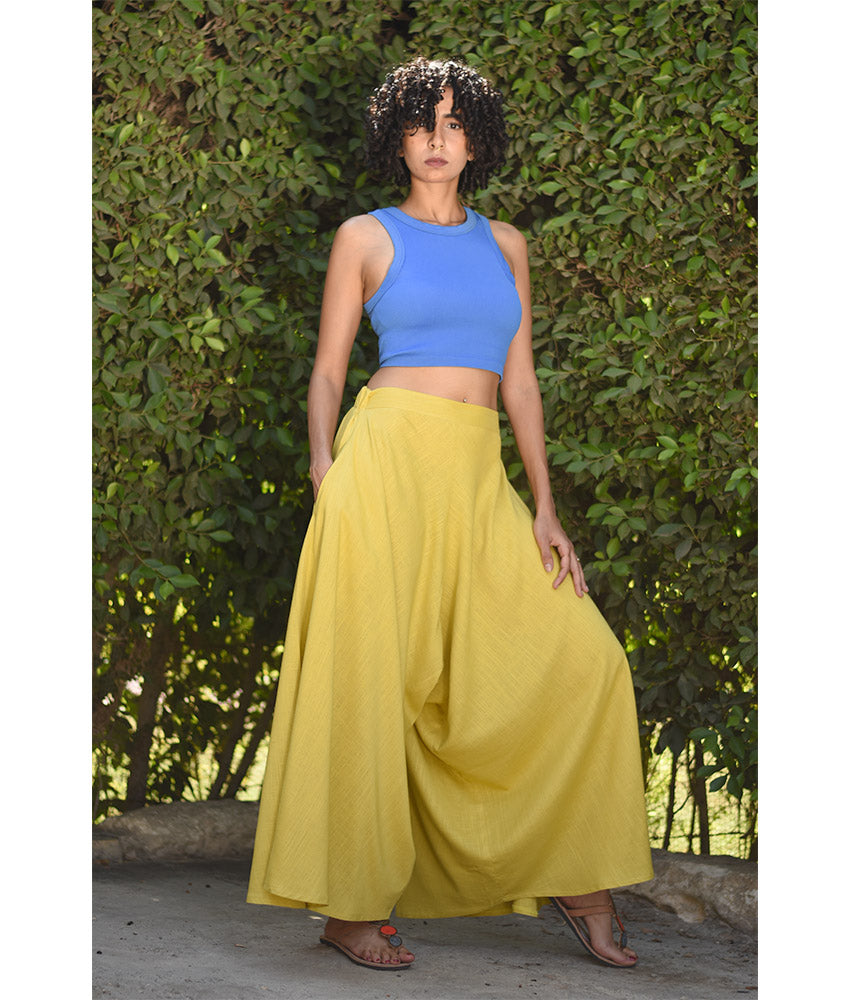 Yellow Flowy Pants handmade in Egypt & available in Jozee boutique